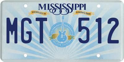 MS license plate MGT512
