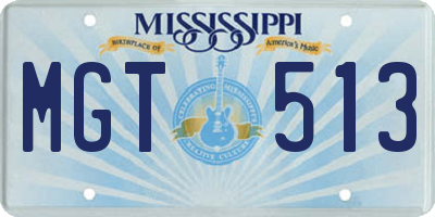 MS license plate MGT513