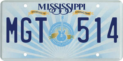 MS license plate MGT514