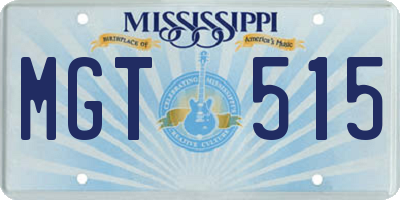 MS license plate MGT515