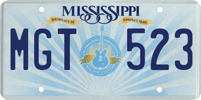 MS license plate MGT523