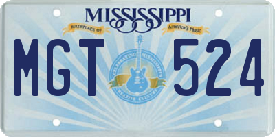 MS license plate MGT524