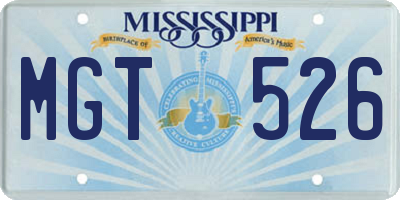 MS license plate MGT526