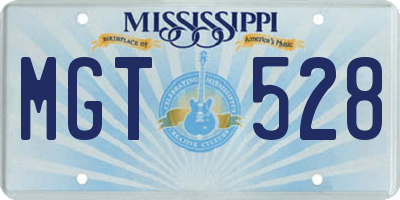 MS license plate MGT528