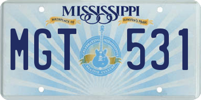 MS license plate MGT531