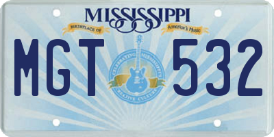 MS license plate MGT532