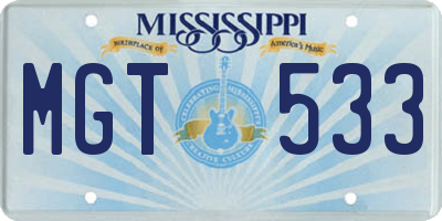MS license plate MGT533