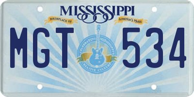 MS license plate MGT534