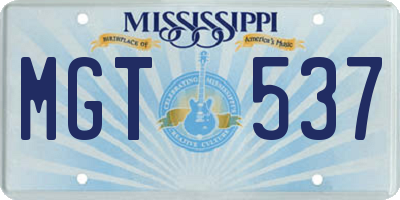 MS license plate MGT537