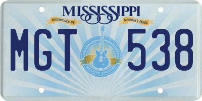 MS license plate MGT538