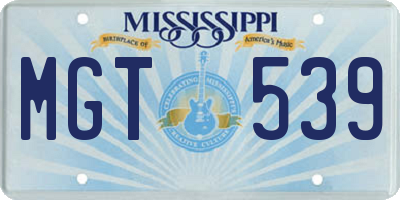 MS license plate MGT539