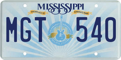 MS license plate MGT540