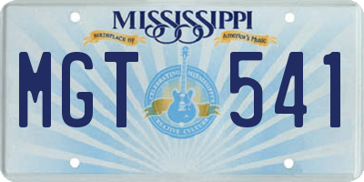 MS license plate MGT541