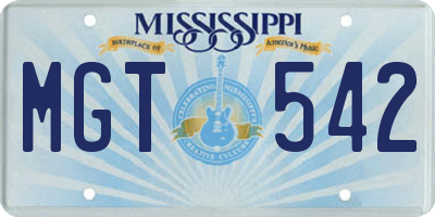 MS license plate MGT542