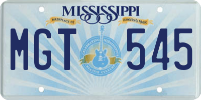 MS license plate MGT545