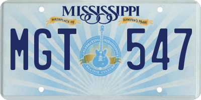 MS license plate MGT547