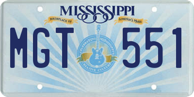 MS license plate MGT551