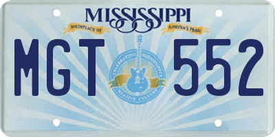 MS license plate MGT552
