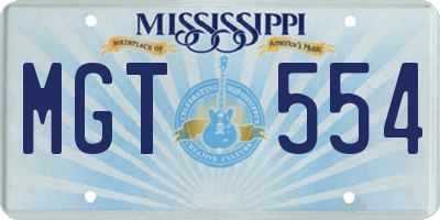MS license plate MGT554