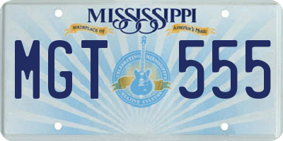 MS license plate MGT555