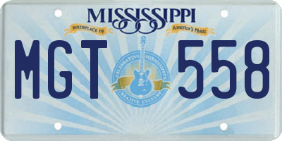 MS license plate MGT558