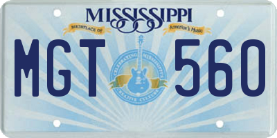 MS license plate MGT560