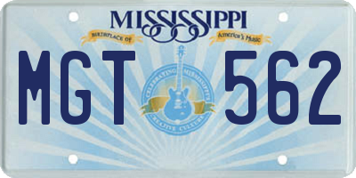 MS license plate MGT562
