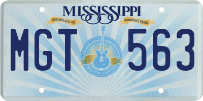 MS license plate MGT563
