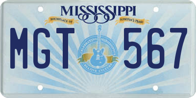 MS license plate MGT567