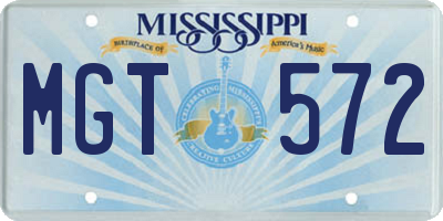 MS license plate MGT572