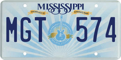 MS license plate MGT574