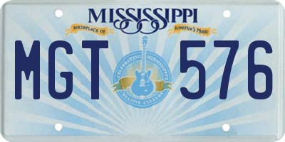 MS license plate MGT576