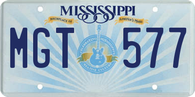MS license plate MGT577
