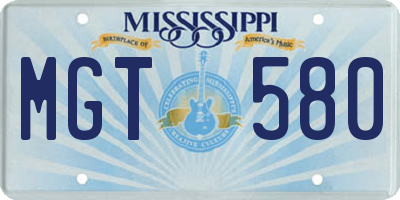 MS license plate MGT580