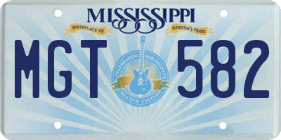 MS license plate MGT582