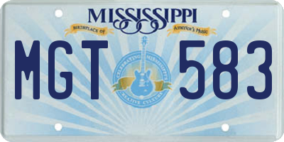 MS license plate MGT583