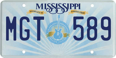 MS license plate MGT589