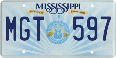 MS license plate MGT597