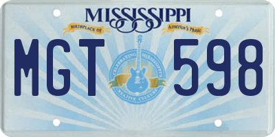 MS license plate MGT598