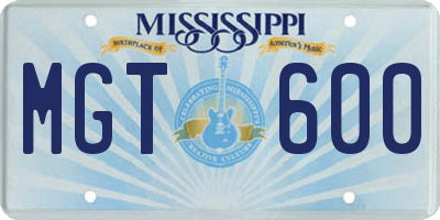 MS license plate MGT600