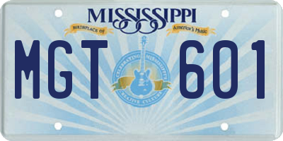 MS license plate MGT601