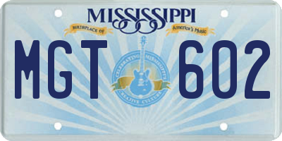 MS license plate MGT602