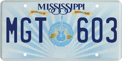 MS license plate MGT603
