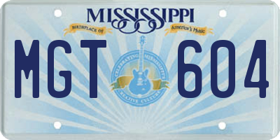 MS license plate MGT604