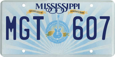 MS license plate MGT607