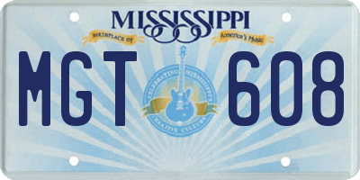 MS license plate MGT608