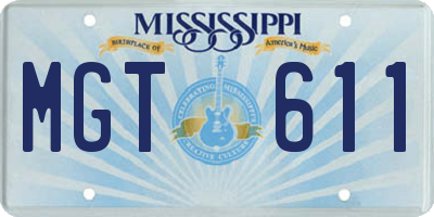 MS license plate MGT611