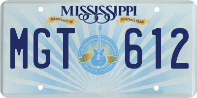 MS license plate MGT612