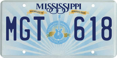 MS license plate MGT618