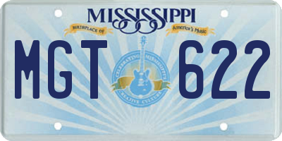 MS license plate MGT622